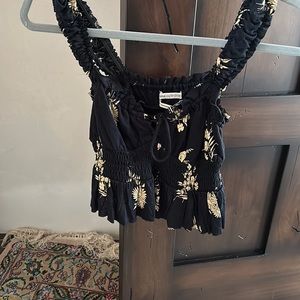 urban outfitters blouse, navy blue with yellow flowers